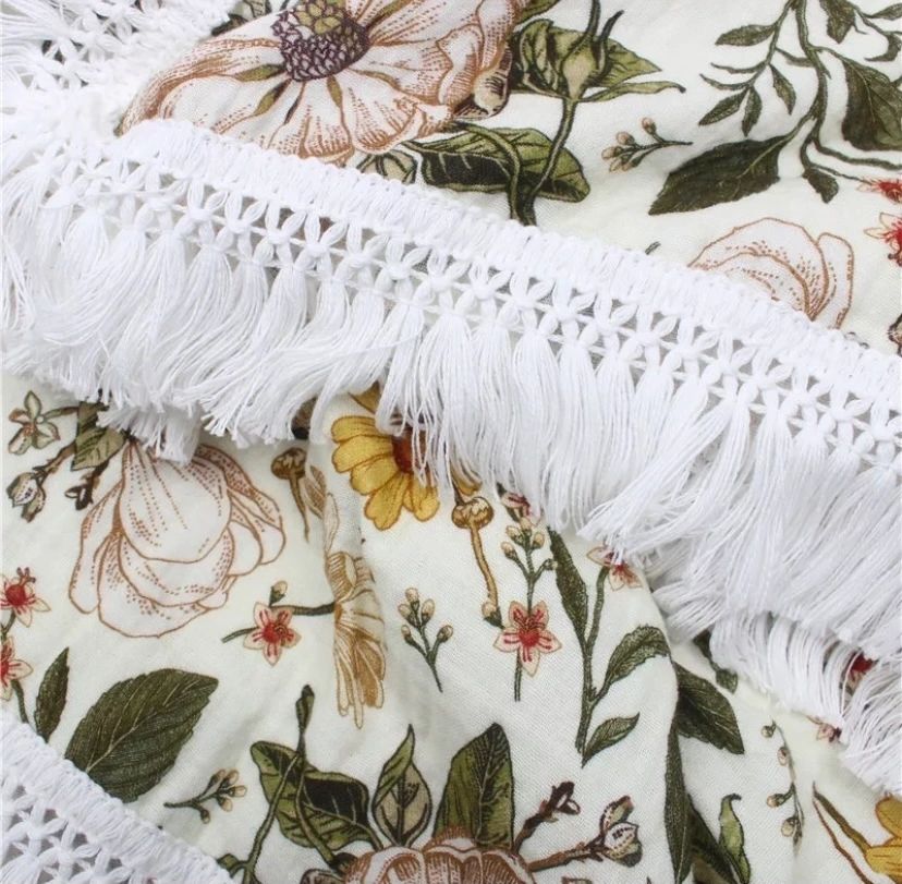 Floral Tassel Throw