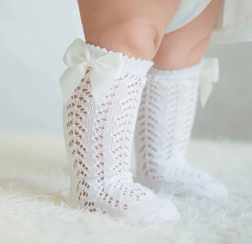 Bow Lace Look Knee High Socks