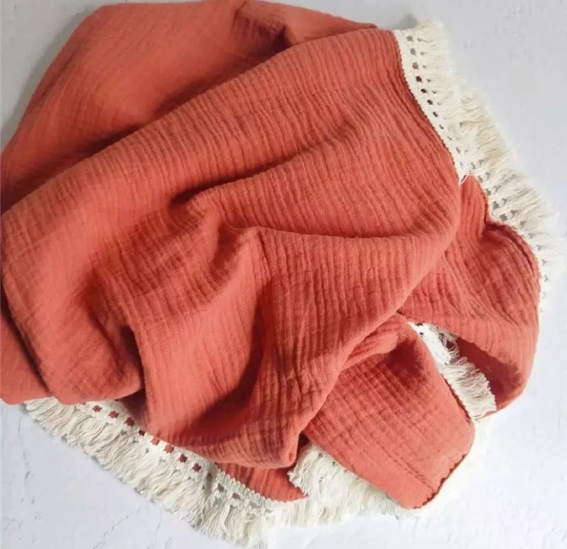 Tassel muslin throw
