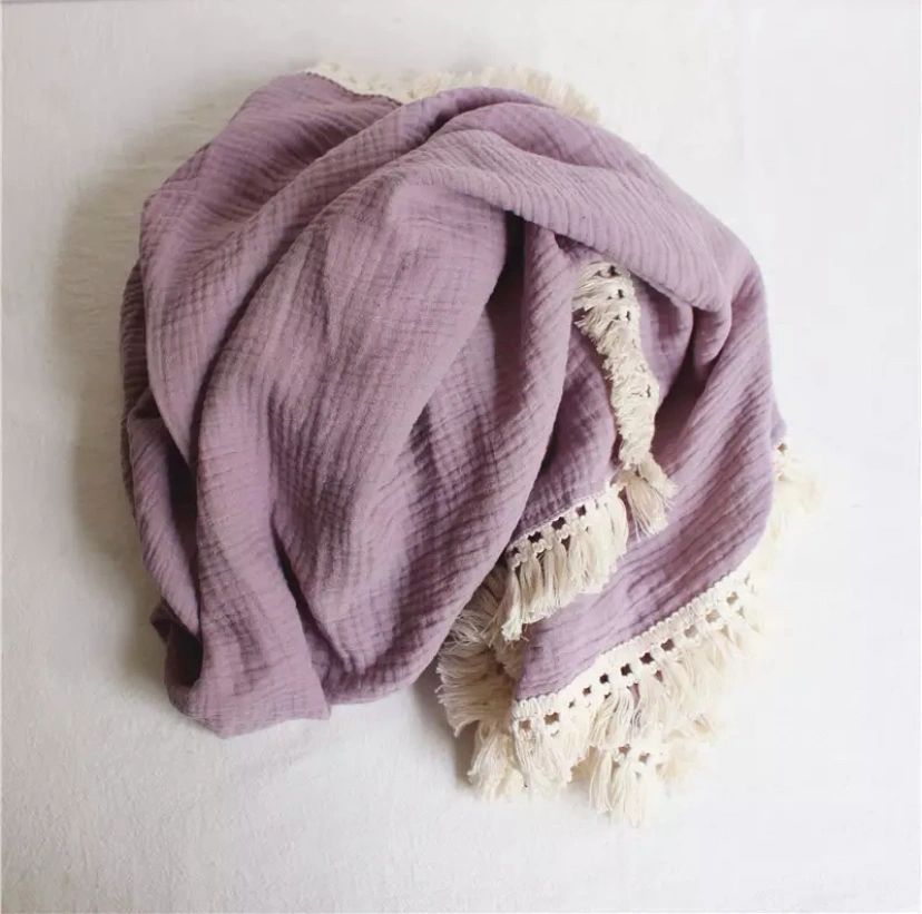 Tassel muslin throw