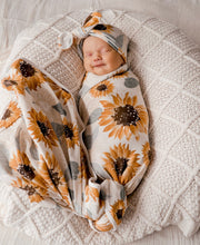Load image into Gallery viewer, Sunflowers Stretch Wrap &amp; Top Knot Set
