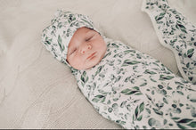 Load image into Gallery viewer, Golden Leaves Stretch Swaddle Wrap &amp; Beanie Set
