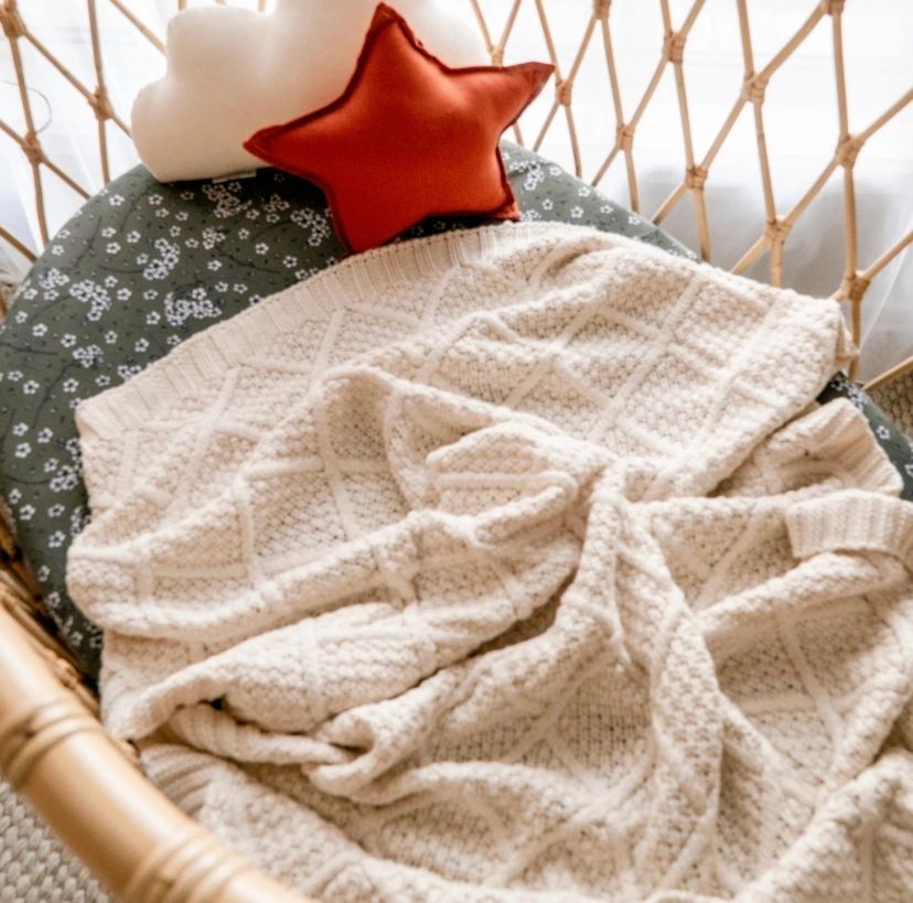 Cream Organic Knitted Blanket