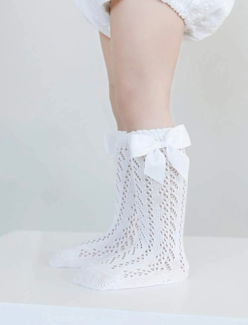 Bow Lace Look Knee High Socks
