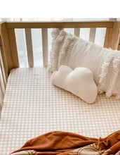 Load image into Gallery viewer, Sand Gingham Fitted Cot Sheet

