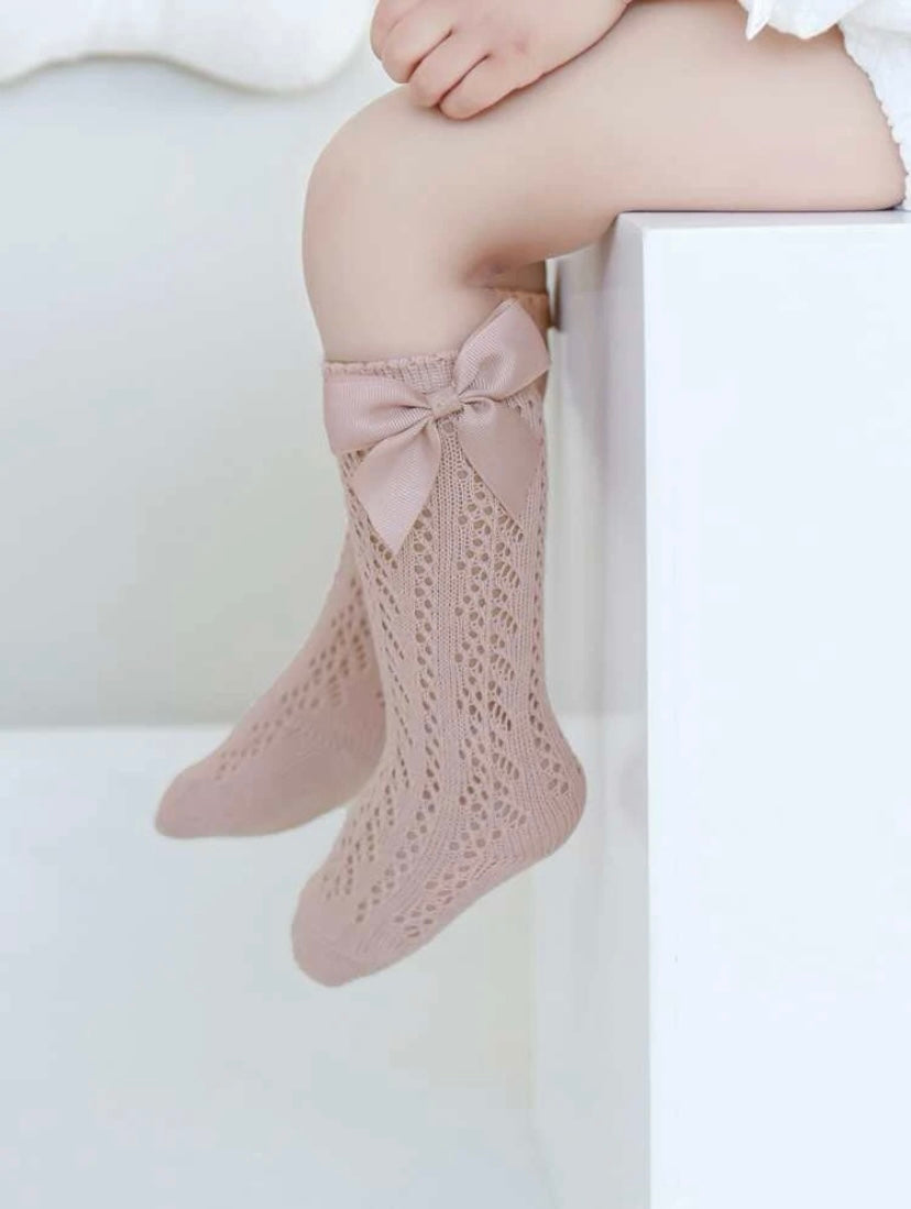 Bow Lace Look Knee High Socks