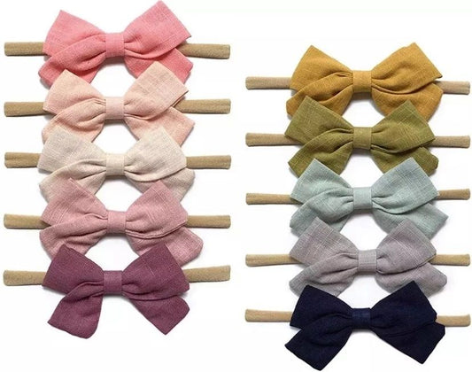 Linen bow nylon headbands