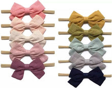 Load image into Gallery viewer, Linen bow nylon headbands
