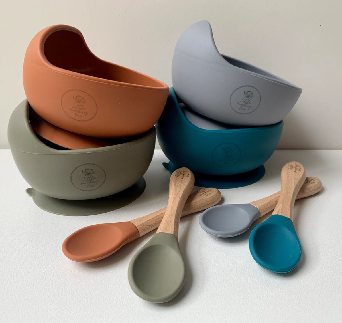 Silicone Suction Bowl with Wooden Spoon