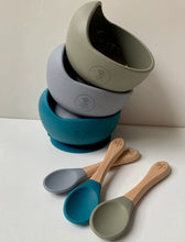 Load image into Gallery viewer, Silicone Suction Bowl with Wooden Spoon
